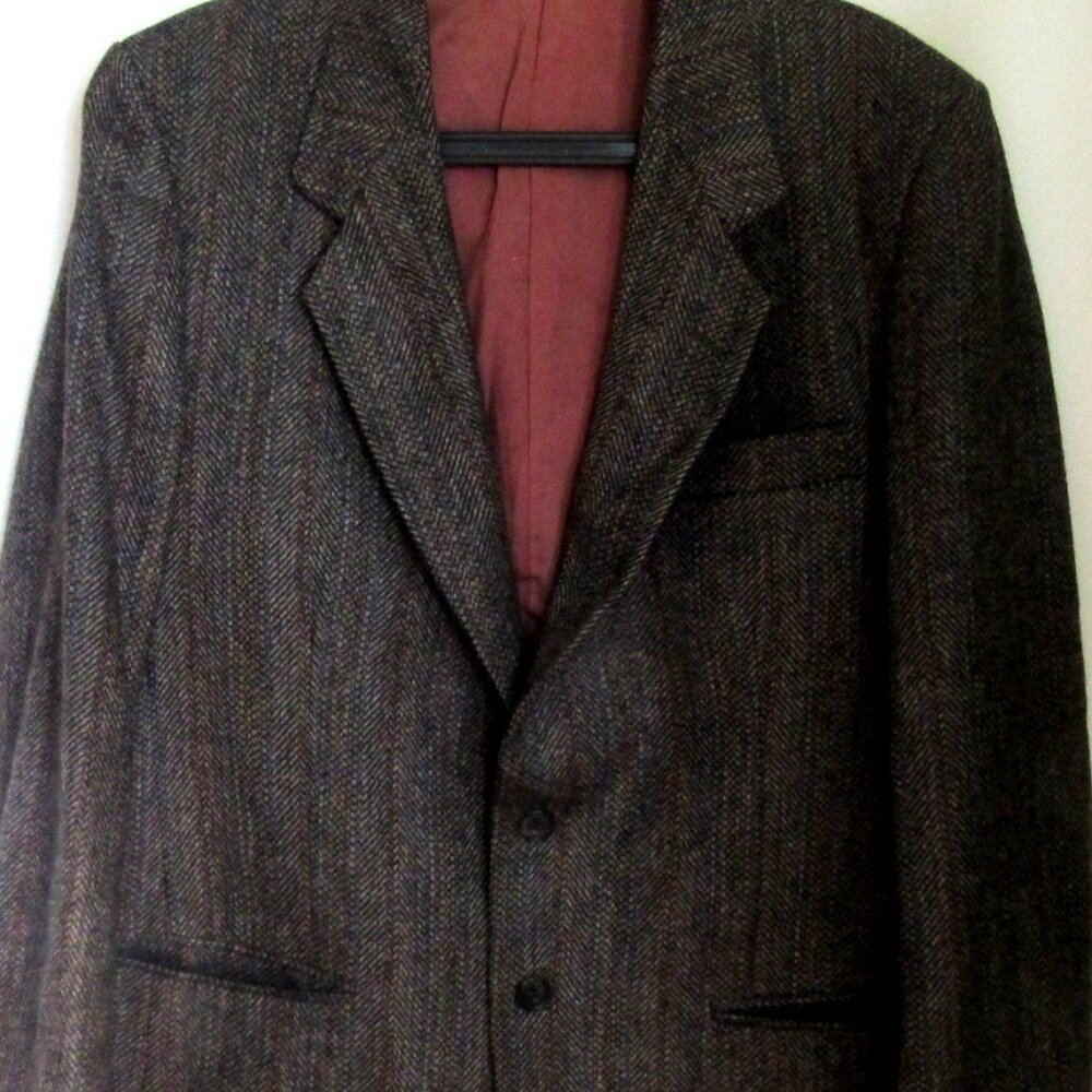 Vintage Cricketeer Dark Gray Wool  Harris Tweed Like Jacket Size 38   K115